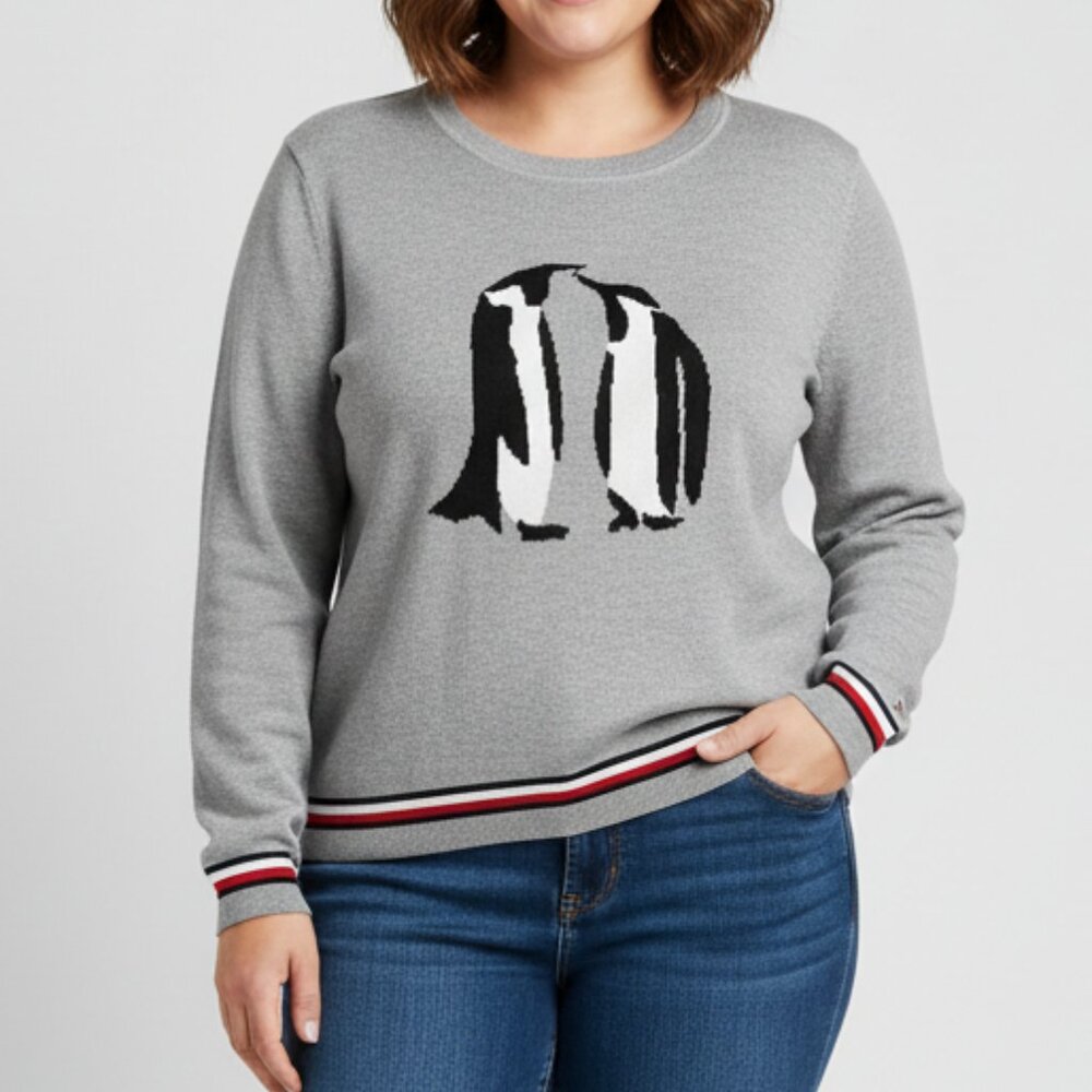 Tommy Hilfiger woman's XXL Gray Penguin Sweater